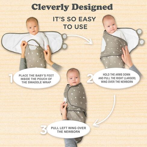 Baby Swaddle Blanket Boy Girl, 3 Pack Large Size Newborn Swaddles for 3-6 Month, Infant Adjustable Swaddling Sleep Sack, Grey in Kuwait