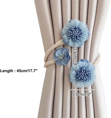 Curtain Decorative Tiebacks, 4PCS Flower Curtain Holder No-Punch Flexible Curtains Holdbacks for Bedroom Home Office Decor in Kuwait