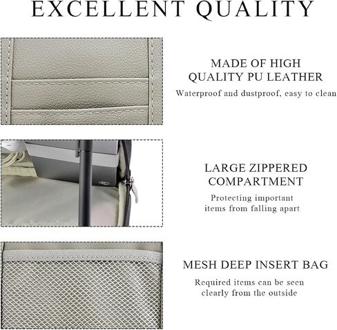 Car Sun Visor Organizer, Double Zipper Leather Visor Storage Pouch with Multi-Pocket, Sunglass Holder Storage Pocket with Elastic Band for Cars SUVs Trucks, Car Accessories (Gray) in Saudi Arabia