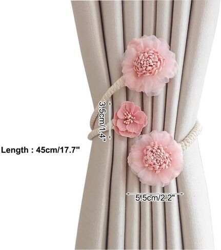 Curtain Decorative Tiebacks, 4PCS Flower Curtain Holder No-Punch Flexible Curtains Holdbacks for Bedroom Home Office Decor in Kuwait