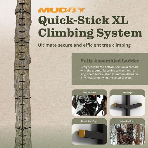 Muddy Outdoors Quick-Stick XL Climbing Sticks for Tree Climbing - 20' Tall / 5 Sections / 48'' Height Per Section, Black in Kuwait