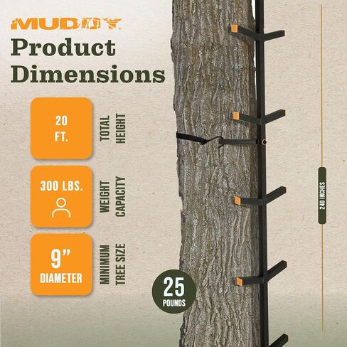 Muddy Outdoors Quick-Stick XL Climbing Sticks for Tree Climbing - 20' Tall / 5 Sections / 48'' Height Per Section, Black in Kuwait