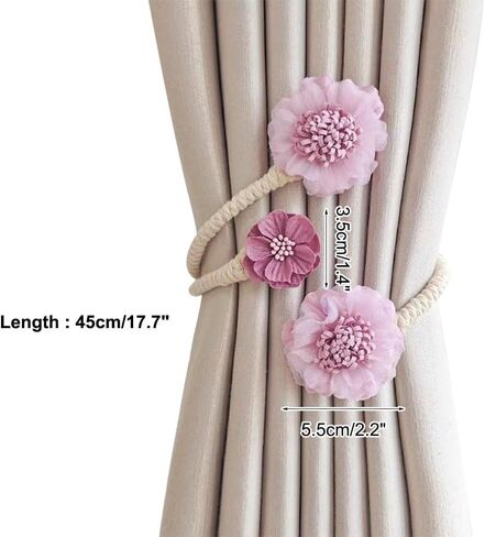 Curtain Decorative Tiebacks, 4PCS Flower Curtain Holder No-Punch Flexible Curtains Holdbacks for Bedroom Home Office Decor in Kuwait