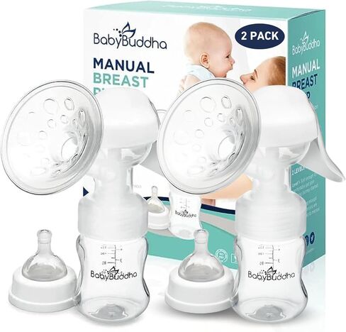 BabyBuddha Manual Breast Pump - Single Hand Pump Breastmilk - Cordless; No Electricity or Batteries Required - with Soft Massage Cushion for Comfort - Quiet, Lightweight, Dishwasher Safe - BPA Free in Kuwait