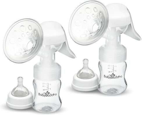 BabyBuddha Manual Breast Pump - Single Hand Pump Breastmilk - Cordless; No Electricity or Batteries Required - with Soft Massage Cushion for Comfort - Quiet, Lightweight, Dishwasher Safe - BPA Free in Kuwait