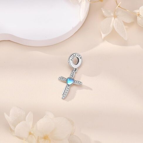 Breast Cancer/Cross/Butterfly Charms 925 Sterling Silver Charm for Bracelets Awareness Religious Animal Jewelry Mothers Gifts for Women Mom Grandma in Saudi Arabia