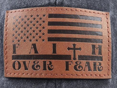 Christian Faith Over Fear Cross American Flag Hat for Men Women, Funny Adjustable Leather Patch Jesus Religious Baseball Cap in Saudi Arabia