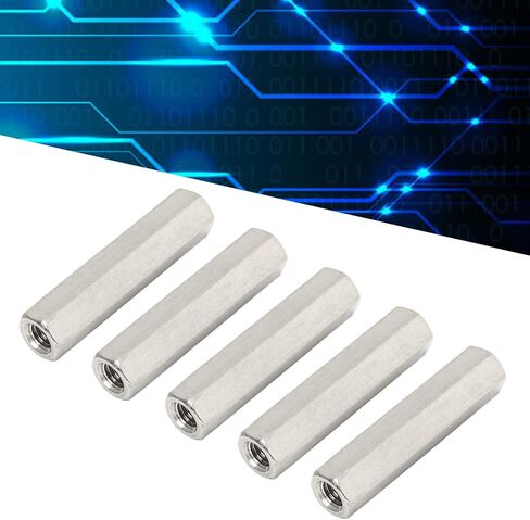 5 قطعة عرافة اقتران الجوز M10 x 1.5 أنثى الموضوع 17 مللي متر القطر الخارجي 60 مللي متر طول 304 قلادة فضية من الفولاذ المقاوم للصدأ قضيب اقتران المكسرات in Kuwait