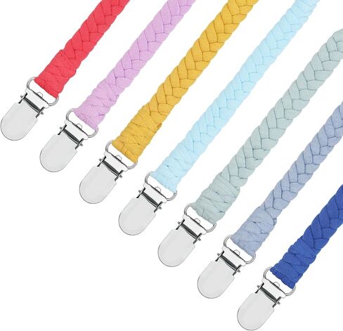 Pacifier Clips for Baby Boy and Girls, Handmade Braided Pacifier Holder, Baby Pacifiers Clips Leash Cotton Smoother Binky Clips Newborn Fits All Pacifier Unisex Baby Shower Case Birthday Gifts in Kuwait