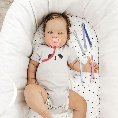 Pacifier Clips for Baby Boy and Girls, Handmade Braided Pacifier Holder, Baby Pacifiers Clips Leash Cotton Smoother Binky Clips Newborn Fits All Pacifier Unisex Baby Shower Case Birthday Gifts in Kuwait
