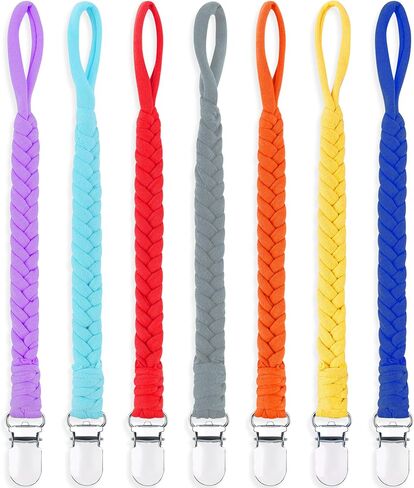 Pacifier Clips for Baby Boy and Girls, Handmade Braided Pacifier Holder, Baby Pacifiers Clips Leash Cotton Smoother Binky Clips Newborn Fits All Pacifier Unisex Baby Shower Case Birthday Gifts in Kuwait