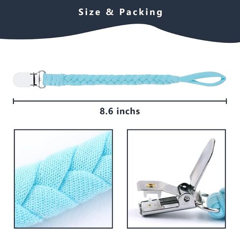 Pacifier Clips for Baby Boy and Girls, Handmade Braided Pacifier Holder, Baby Pacifiers Clips Leash Cotton Smoother Binky Clips Newborn Fits All Pacifier Unisex Baby Shower Case Birthday Gifts in Kuwait