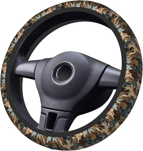 Nice Cherry Blossom Black Steering Wheel Cover 15 Inch Car Truck SUV Universal Steering Wheel Cover Durable Protector Car Accessories in Saudi Arabia