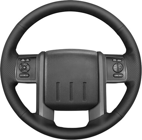 MEWANT Hand Sew Black Smooth Artificial Leather Steering Wheel Cover for Ford F-250 F-350 2011-2016 Ford Truck Accessory in Saudi Arabia