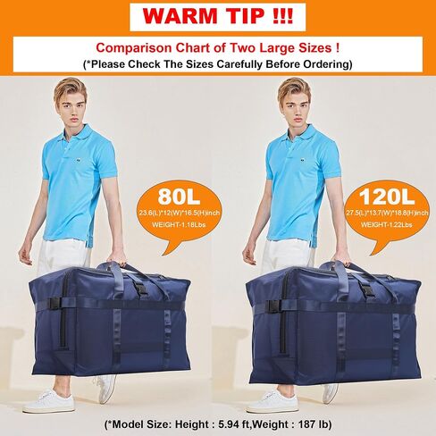 120L Foldable Travel Duffle Bag for Men and Women - Large Collapsible Duffel Bag - Waterproof Overnight Weekender Bag for Travel, Moving in Saudi Arabia