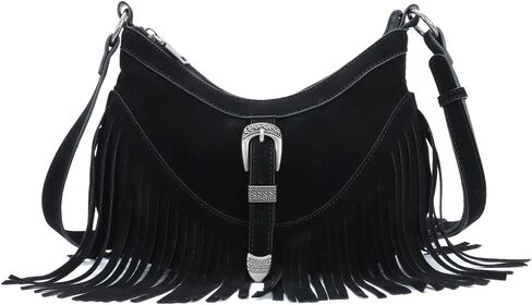 Fringe Hobo Purse for Women Tassel Shoulder Bag Vintage Suede Handbag Hippie Western Tassel Bag in Saudi Arabia