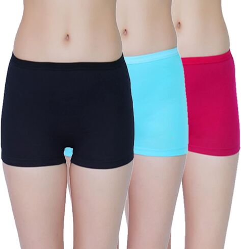 Pack of 3 Women’s Mid Rise Short Panty, Cotton Fabric, Breathable & Soft Boyshorts Short Panties for Girls in Saudi Arabia