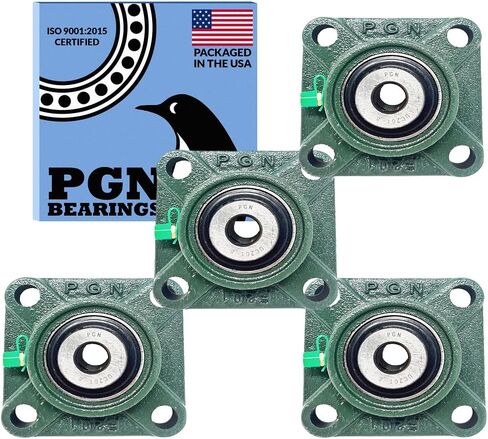 PGN UCF201-8 Pillow Block Bearing - Pack of 4 Square Flange Mounted Pillow Block Bearings - Chrome Steel Bearings with 1/2" Bore - Self Alignment in Saudi Arabia