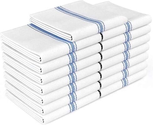 Zeppoli Kitchen Towels 12 Pack - 100% Soft Cotton - Hand Towels 15" x 25" - Dobby Weave - Black Dish Towels for Drying Dishes - Super Absorbent Cleaning Cloths in Saudi Arabia