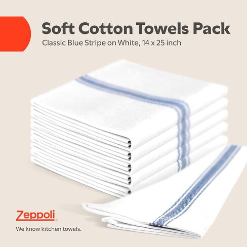 Zeppoli Kitchen Towels 12 Pack - 100% Soft Cotton - Hand Towels 15" x 25" - Dobby Weave - Black Dish Towels for Drying Dishes - Super Absorbent Cleaning Cloths in Saudi Arabia