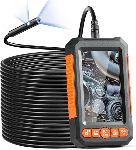 VEVOR Borescope Triple Lens Endoscope Camera with Light, 4.5" Screen 1080P Inspection Camera with 10 LED Light, IP67 Waterproof Drain Snake Camera for Auto, Plumbing(16.5FT Cable, 32GB Card) in Kuwait