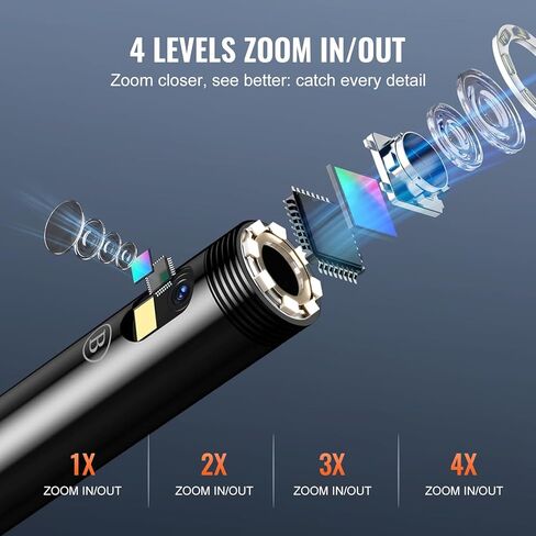 VEVOR Borescope Triple Lens Endoscope Camera with Light, 4.5" Screen 1080P Inspection Camera with 10 LED Light, IP67 Waterproof Drain Snake Camera for Auto, Plumbing(16.5FT Cable, 32GB Card) in Kuwait