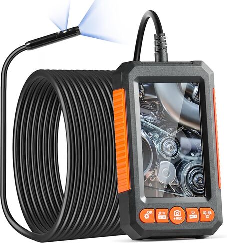 VEVOR Borescope Triple Lens Endoscope Camera with Light, 4.5" Screen 1080P Inspection Camera with 10 LED Light, IP67 Waterproof Drain Snake Camera for Auto, Plumbing(16.5FT Cable, 32GB Card) in Kuwait