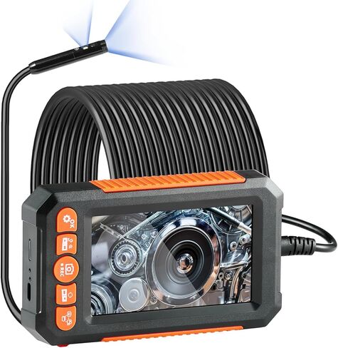 VEVOR Borescope Triple Lens Endoscope Camera with Light, 4.5" Screen 1080P Inspection Camera with 10 LED Light, IP67 Waterproof Drain Snake Camera for Auto, Plumbing(16.5FT Cable, 32GB Card) in Kuwait