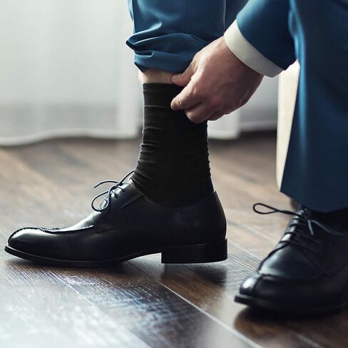 Mark Elliot Black Ribbed Crew Size Bamboo Dress Socks Natural Fiber, Highly Durable, Odor-Free (Size 10-13, Shoe Size 6-12) in Saudi Arabia