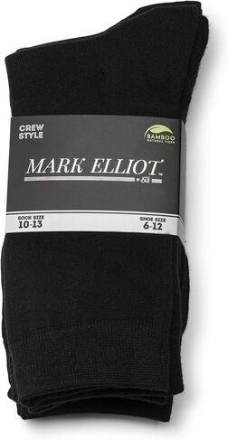 Mark Elliot Black Ribbed Crew Size Bamboo Dress Socks Natural Fiber, Highly Durable, Odor-Free (Size 10-13, Shoe Size 6-12) in Saudi Arabia