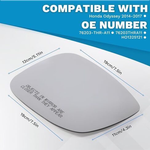 Right Passenger Side Power Heated Mirror Glass with Backing Plate Compatible with Honda Odyssey 2018-2023 Replacement Exterior Side Rear View Mirror Glass assembly 76203-THR-A11 in Saudi Arabia