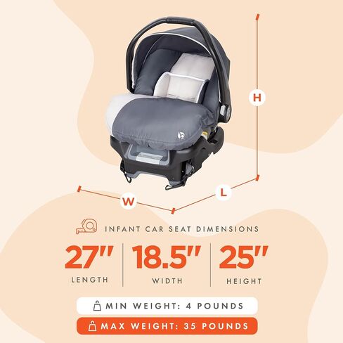 Baby Trend Ally Newborn Baby Infant Car Seat Carrier Travel System with Harness and Extra Cozy Cover for Babies Up to 35 Pounds, Modern Khaki in Saudi Arabia