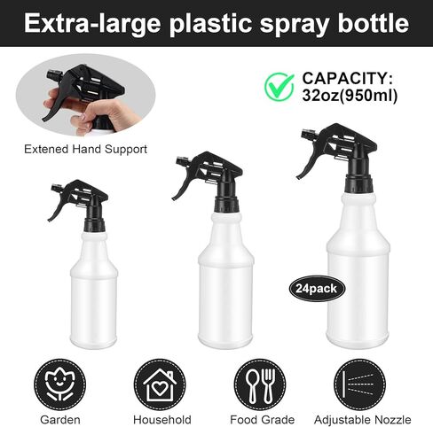 24 عبوة من زجاجات الرذاذ البلاستيكية سعة 32 أونصة، زجاجات رذاذ فارغة مانعة للتسرب، زجاجات رذاذ شديدة التحمل لحلول التنظيف، زجاجات رذاذ رذاذ مع ملصق وفوهة قابلة للتعديل لسقي النباتات (أزرق) in Kuwait