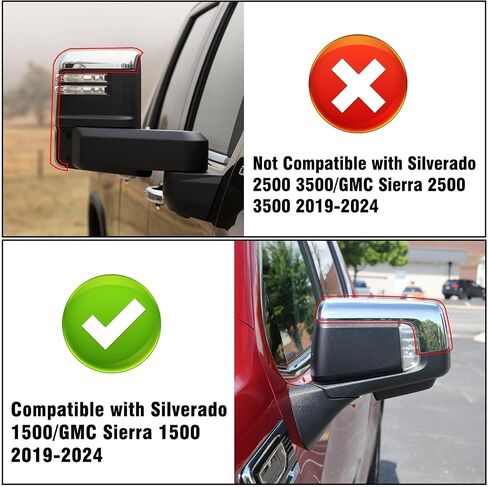 Compatible with Chevy Silverado 1500 GMC Sierra 1500 Side Mirror Cover 2019 2020 2021 2022 2023 2024 2025, Chrome Left & Right Side View Mirror Cover Overlay for Silverado 1500 Accessories in Kuwait