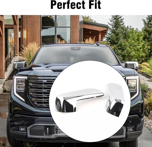 Compatible with Chevy Silverado 1500 GMC Sierra 1500 Side Mirror Cover 2019 2020 2021 2022 2023 2024 2025, Chrome Left & Right Side View Mirror Cover Overlay for Silverado 1500 Accessories in Kuwait