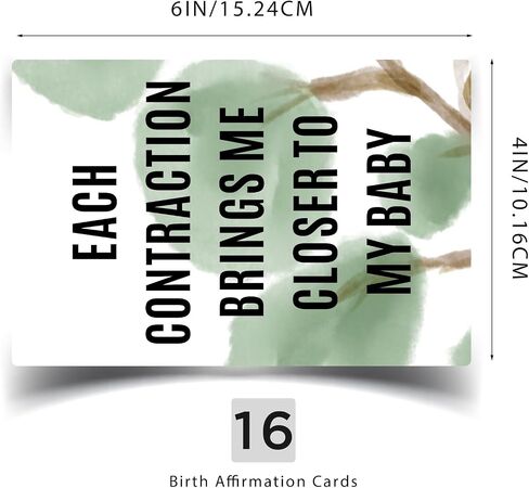 16 Birth Affirmation Cards - 4 x 6-inch Greenery Affirmation Cards for Women - Premium Positive Hypnobirthing Mantra Cards for Laboring Mother Deck for Pregnant Moms, Baby Shower Gifts and Labor in Kuwait