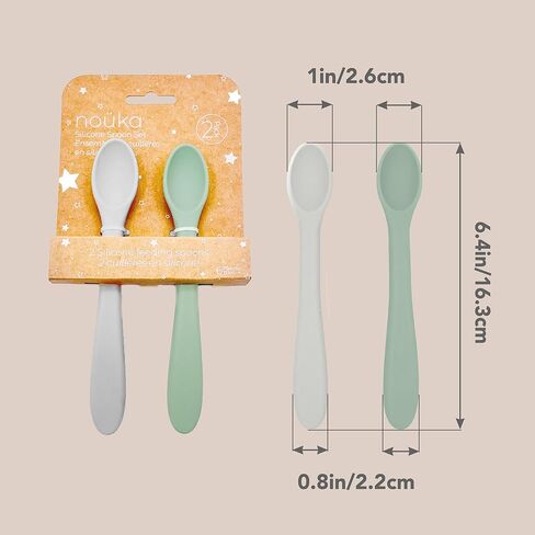 noüka Spoon Set | 100% Food-Grade Silicone | Comes With A Long & Comfortable Grip | Safe & Soft | Dishwasher Friendly | Soft Blush/Shifting Sand | 2-Pack in Kuwait