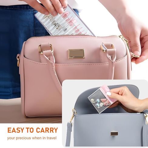 منظم مجوهرات المجوهرات الأكريليك 2 عبوة منظم مجوهرات واضحة وتخزين مع 50 PVC مضادات الأكسدة أكياس سحاب العلبة سفر المجوهر in Kuwait