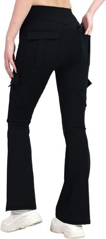 Women's Flare Leggings Yoga Pants with 4 Pockets Tight Sweatpants Gym Clothes in Saudi Arabia