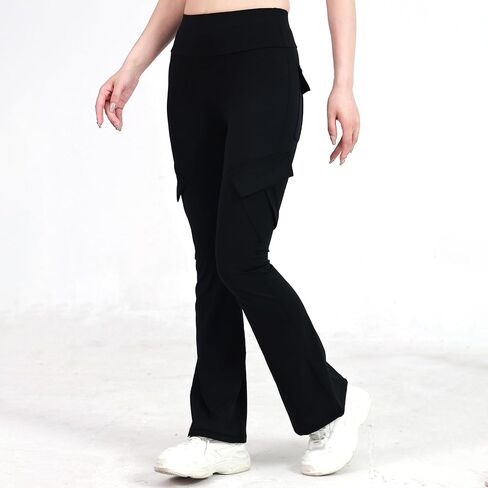 Women's Flare Leggings Yoga Pants with 4 Pockets Tight Sweatpants Gym Clothes in Saudi Arabia