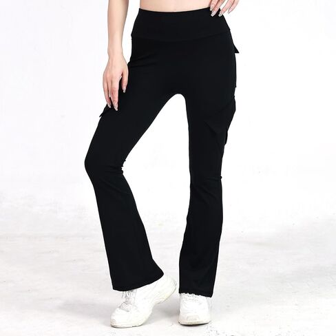 Women's Flare Leggings Yoga Pants with 4 Pockets Tight Sweatpants Gym Clothes in Saudi Arabia