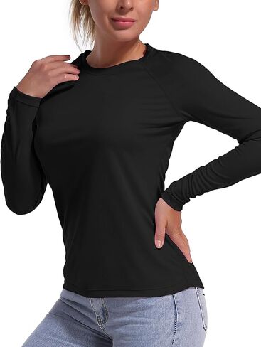 Bubbllemime Long Sleeve Women's Upf 50+ حماية من أشعة الشمس تي شيرت قمم رياضية سريعة الجفاف في الهواء الطلق الرياضة in Kuwait