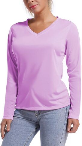 Bubbllemime Long Sleeve Women's Upf 50+ حماية من أشعة الشمس تي شيرت قمم رياضية سريعة الجفاف في الهواء الطلق الرياضة in Kuwait