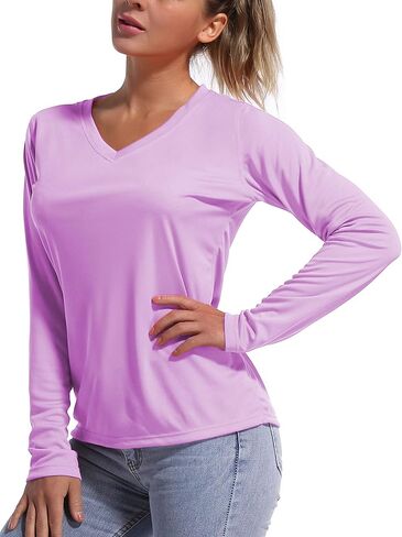 Bubbllemime Long Sleeve Women's Upf 50+ حماية من أشعة الشمس تي شيرت قمم رياضية سريعة الجفاف في الهواء الطلق الرياضة in Kuwait