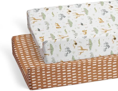 Sorrel + Fern 2-Pack Fitted Bassinet Sheets (Farm Animals) - Buttery Soft Cotton Blend for Standard Bassinet in Kuwait