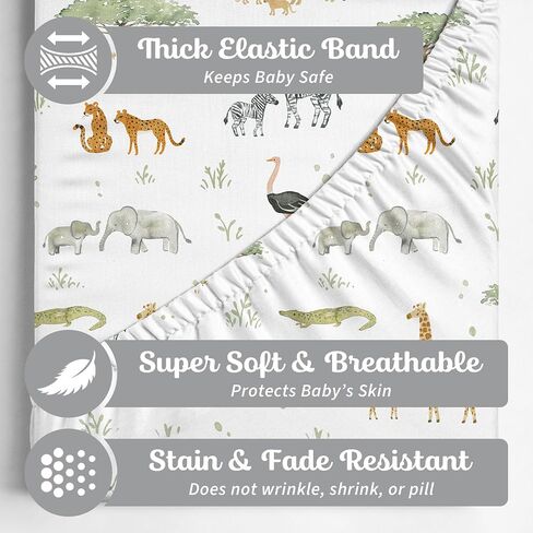 Sorrel + Fern 2-Pack Fitted Bassinet Sheets (Farm Animals) - Buttery Soft Cotton Blend for Standard Bassinet in Kuwait