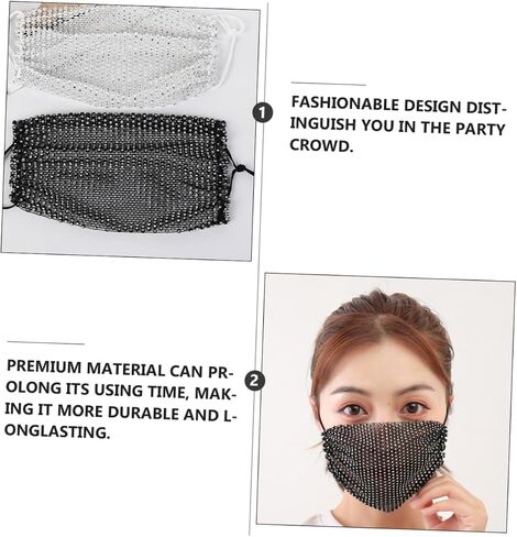 Gatuida Novelty Fishnet Rhinestone Mask Women Mask Modeling Mask Face Rhinestones Jewelry Face Mask Chain Mouth in Saudi Arabia