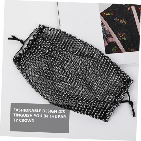 Gatuida Novelty Fishnet Rhinestone Mask Women Mask Modeling Mask Face Rhinestones Jewelry Face Mask Chain Mouth in Saudi Arabia
