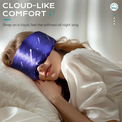 MUSICOZY Silk Sleep Mask for Women Men, Ultra-Soft Mulberry Silk Eye Mask with Adjustable Velcro Strap, Breathable Sleep Mask for Total Darkness, Perfect for Travel, Naps & Nighttime Rest in Kuwait