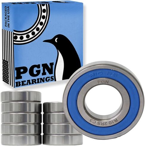 PGN (10 Pack) R10-2RS Bearing - Lubricated Chrome Steel Sealed Ball Bearing - 5/8"x1-3/8"x0.3438" Bearings with Rubber Seal & High RPM Support in Saudi Arabia